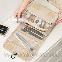 Косметичка/несесер дорожня розкладна підвісна Trevel Toiletry Pouch (бежева) 42*24*9 см, фото 5