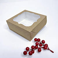 Коробка для зефира, 150*150*60 мм, с окном, крафт
