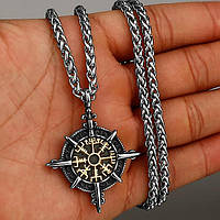 Подвеска-оберег в скандинавском стиле «Вегвизир - рунический компас» 47.3*36.8 мм Viking VLK7774