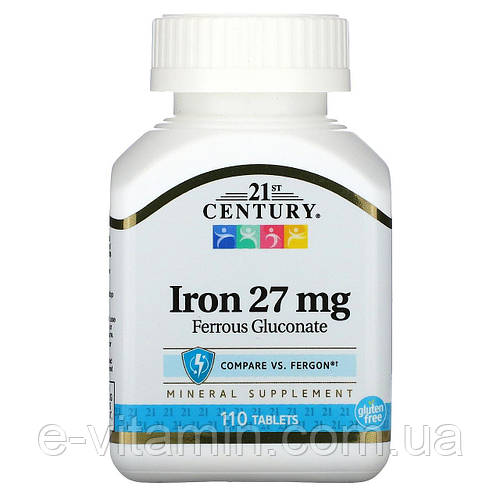 Купить Железо 21st Century (High-Potency Iron) 27 мг 110 таблеток, цена ...