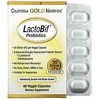 Пробіотики California Gold Nutrition (LactoBif Probiotics) 30 млрд КУО 60 овочевих капсул