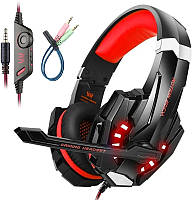 Игровые наушники накладные с микрофоном и подсветкой KOTION EACH Pro Gaming Headset G9000, проводные,black/red