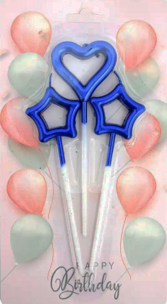 Свічки у торт Серце з зірками | Синій