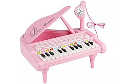 Дитяче піаніно-електронне синтезатор з мікрофоном для дітей Baoli Маленький музикант  24 клавіші рожевий amc