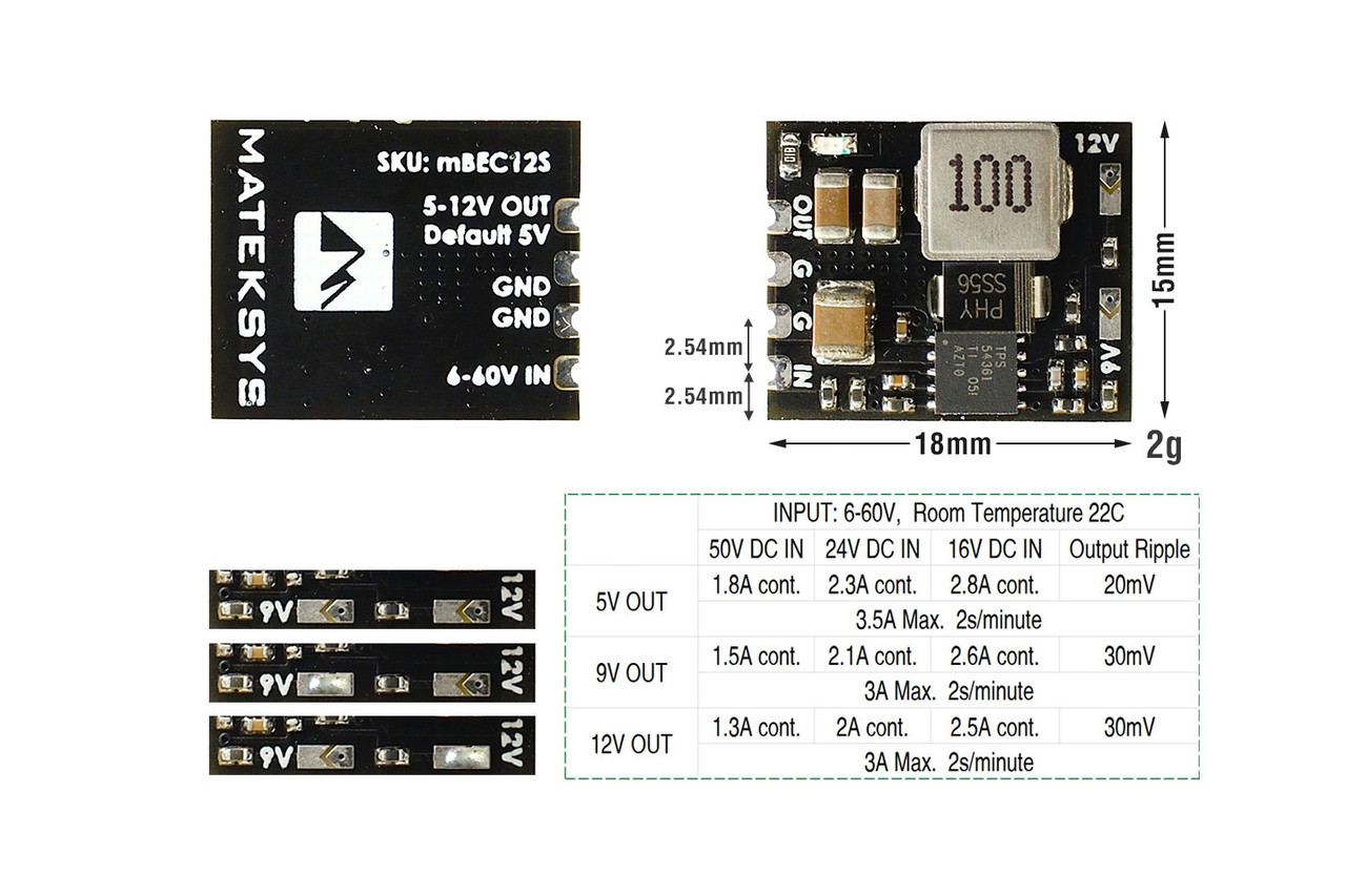 Регулятор живлення BEC Matek 6-60V - 5V-9V-12V комплектуючі до бортового живлення радіокерованих моделей amc