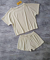 Женская велюровая пижама, футболка и шорты, домашний комплект, M и L, см, замеры в описании