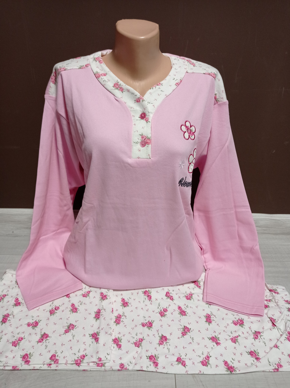 Піжама жіноча  Туреччина Супербатал 50-58 розміри 100% бавовна кофта та штани рожева