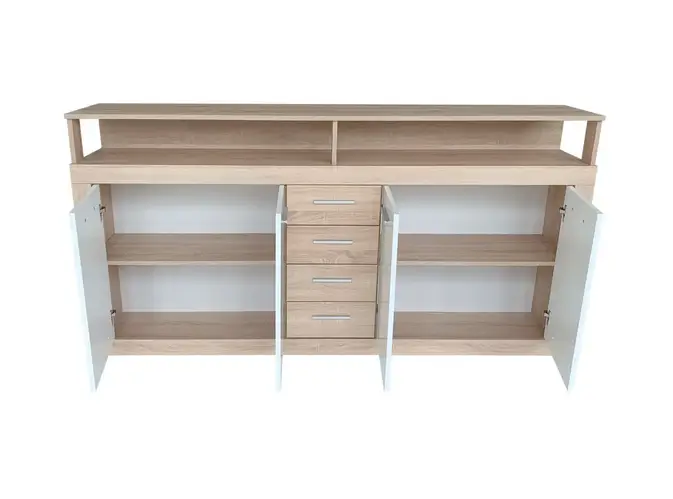 Вместительный комод для одежды и вещей с выдвижными ящиками и открытой ...