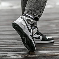 Кросівки Nike Air Jordan 1 Retro High Black Silver / Найк Аїр Джордан 1 Ретро Чорні з Срібним Високі, фото 6