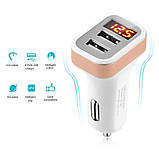Зарядний пристрій в автомобіль, вольтметр бортової мережі, 2 USB-виходи DC 5 V 2.1 A Car charger, фото 5