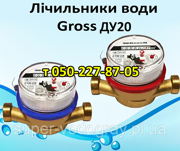 Купить Счетчик воды Gross ДУ20 (для холодной и горячей), цена 49 грн ...