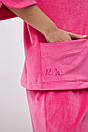Піжама жіноча однотонна велюрова рожева Modna KAZKA MKRM4033-3, фото 4
