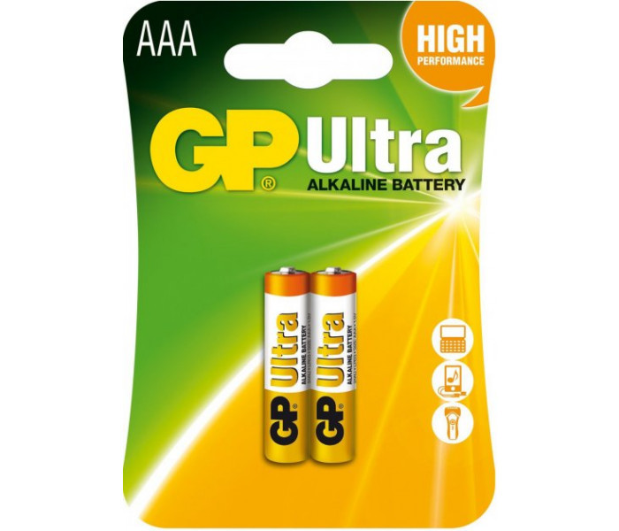 Батарейка GP ULTRA ALKALINE 1.5V лужна, LR03, AAA (блістер 2 шт.), фото 1