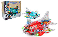 Літак іграшковий прозорий з шестірнями, музичний, світло, в кор. 20*18*9 см (72 шт.)