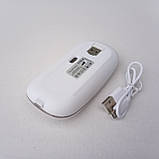 Миш комп'ютерна бездротова на батареї, що заряджається від USB, з підсвічуванням, колір білий, фото 3