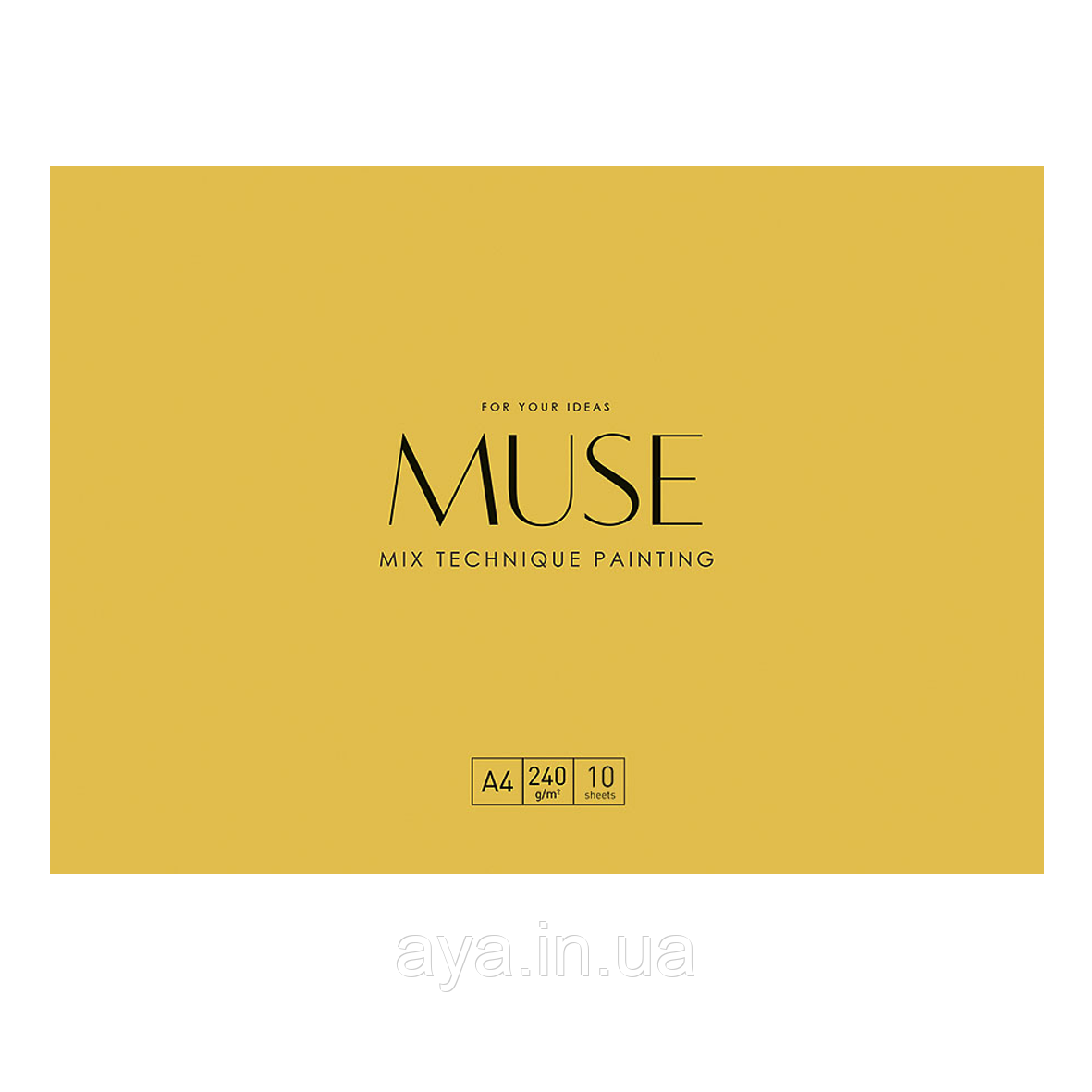Папір для малювання (акварель, пастель, олівець) MUSE (А4+, 10 ар, 240 г/м2, у папці, гладкий, колір білий)
