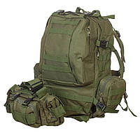 Большой тактический рюкзак Oxford 600D + подсумки (50-60 литров), Green