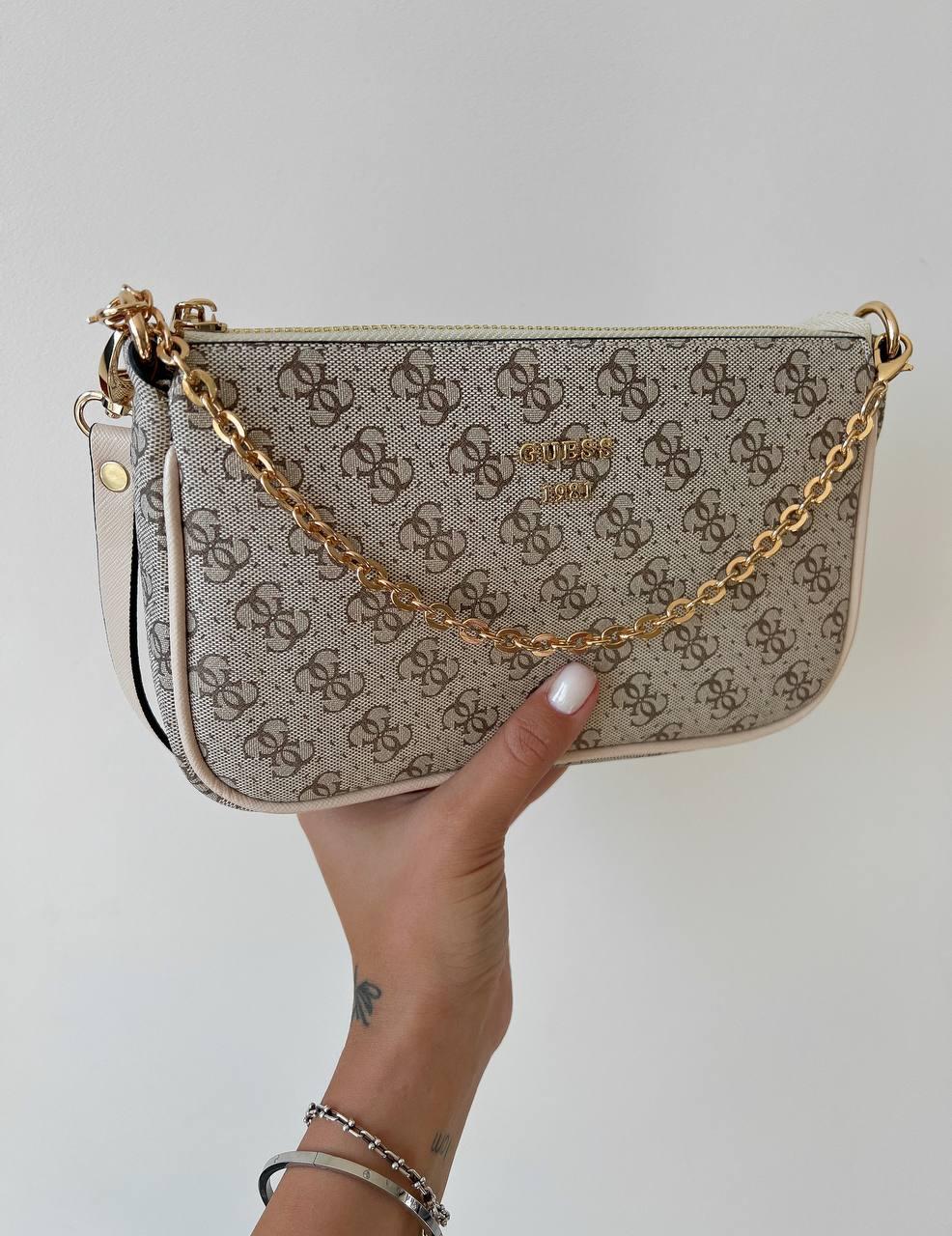 Купить Сумка Guess Beige сумочка гесс клатч бежевый кожаный мини ...