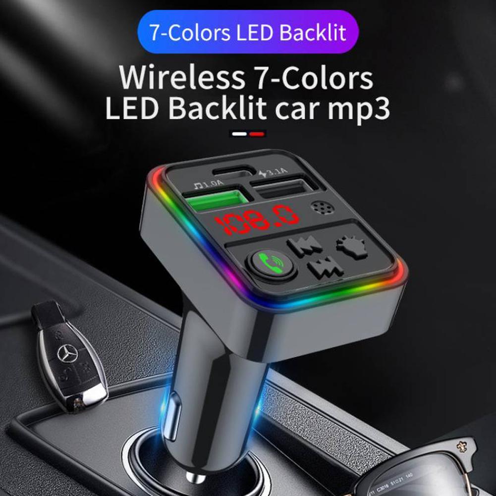 FM-трансмітер модулятор CAR F18 RGB 12-24 V Wireless car kit 2 USB