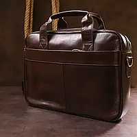 Мужская кожаная сумка для ноутбука офисная деловая для документов повседневная коричневая стильная