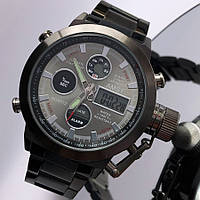 Водонепроникний електронний годинник з хронографом AMST 3003M All Black Metall оригінал