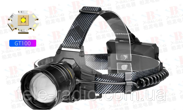 Налобний LED-ліхтарик X-balog BL-8078-2-GT100 (зарядка від USB Type C)