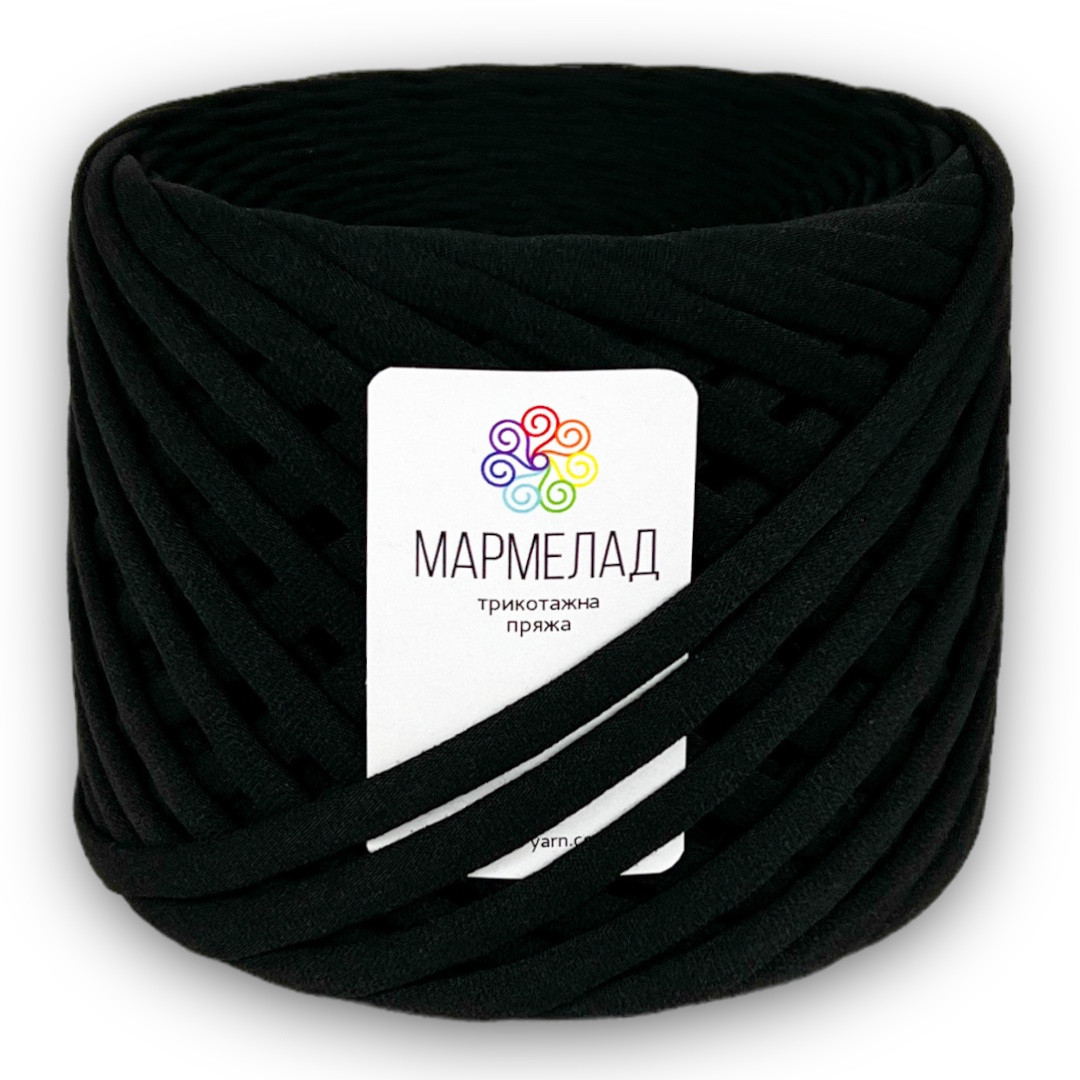 Трикотажная пряжа Мармелад 7-9 мм 100 м Black Черный (ID#1746583775 ...