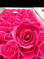 Мыльная роза для букетов, роза из мыла в коробке 50 шт