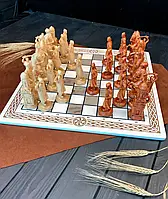 Роскошные шахматы, шашки из белого акрилового камня 40*40 см
