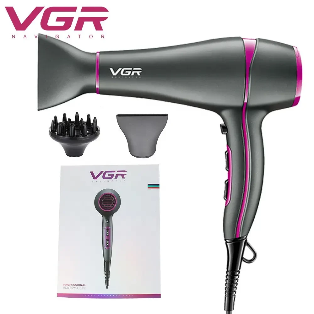 Профессиональный фен для волос с насадками и диффузором VGR V-402 розовый - фото 1 - id-p1746572415
