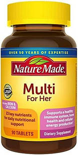 Nature Made multi for her мультивітаміни для жінок, 90 таб на 90 днів. До 07/2026
