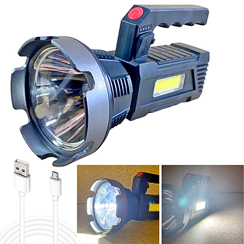 Ліхтарик акумуляторний 2в1, 50 Вт, з USB-зарядкою та бічним світлом, BL T-100 / Світлодіодний ручний ліхтар