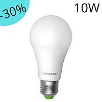 Лампочка світлодіодна LED Eurolamp A60 потужності 10W біла економка 4000K лампа для будинку E27 груш