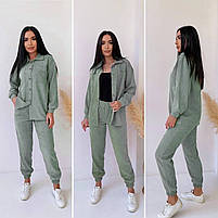 Жіночий брючний прогулянковий костюм Oversize мікровельвет рубашка и штаны, фото 4