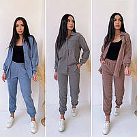 Жіночий брючний прогулянковий костюм Oversize мікровельвет рубашка и штаны, фото 5