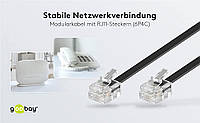 Wentronic Modular Cable 2x RJ11 Connectors 4-Way Coated Black 3m. Ethernet