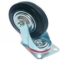 Колесо для тачок та платформ (лита гума) (у зборі з кріпленням, поворотне) (160/40-80mm) ELIT