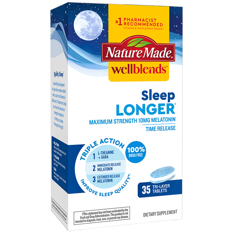 Nature Made Wellblends Sleep Longer Triple Action Time Release тришарові таблетки для поліпшення сну, 35 шт.