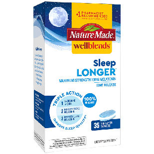 Nature Made Wellblends Sleep Longer Triple Action Time Release тришарові таблетки для поліпшення сну, 35 шт.