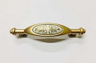 Ручка-скоба Romantic сучасна класика з керамічною вставкою GU-M2101 матове золото 96 мм
