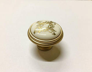 Ручка кнопка Romantic з керамічною вставкою GU-P7709 матове золото