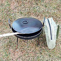 Сковорода из диска бороны 30 см с крышкой и чехлом садж для костра дисковая сковорода диск для жарки