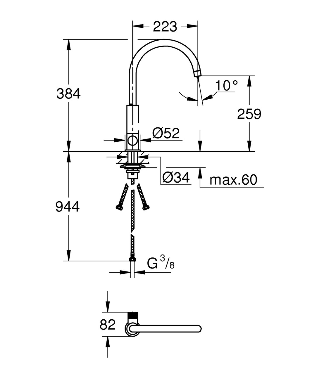 Комплект смесителя для кухни с фильтром Grohe Blue Pure (30387000) - фото 6 - id-p1746683261