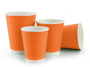 Стакани паперові гофровані помаранчеві