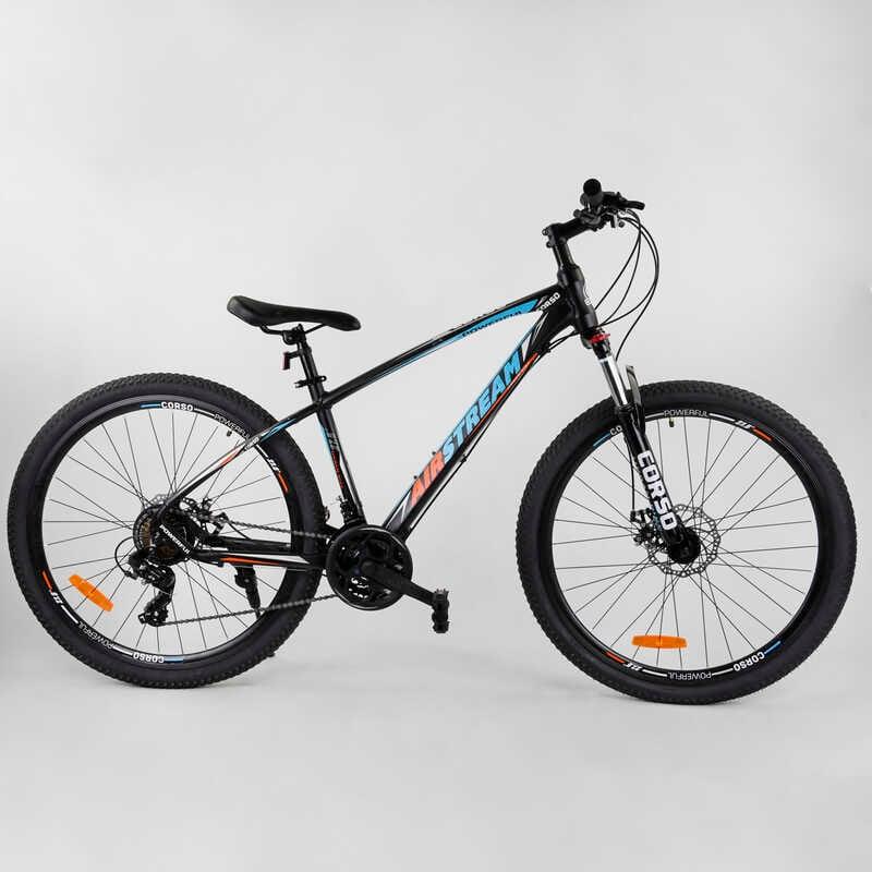 Велосипед спортивний CORSO AirStream 27.5 дюйма 31606, рама алюмінієва 16", обладнання Shimano 21 швидкість