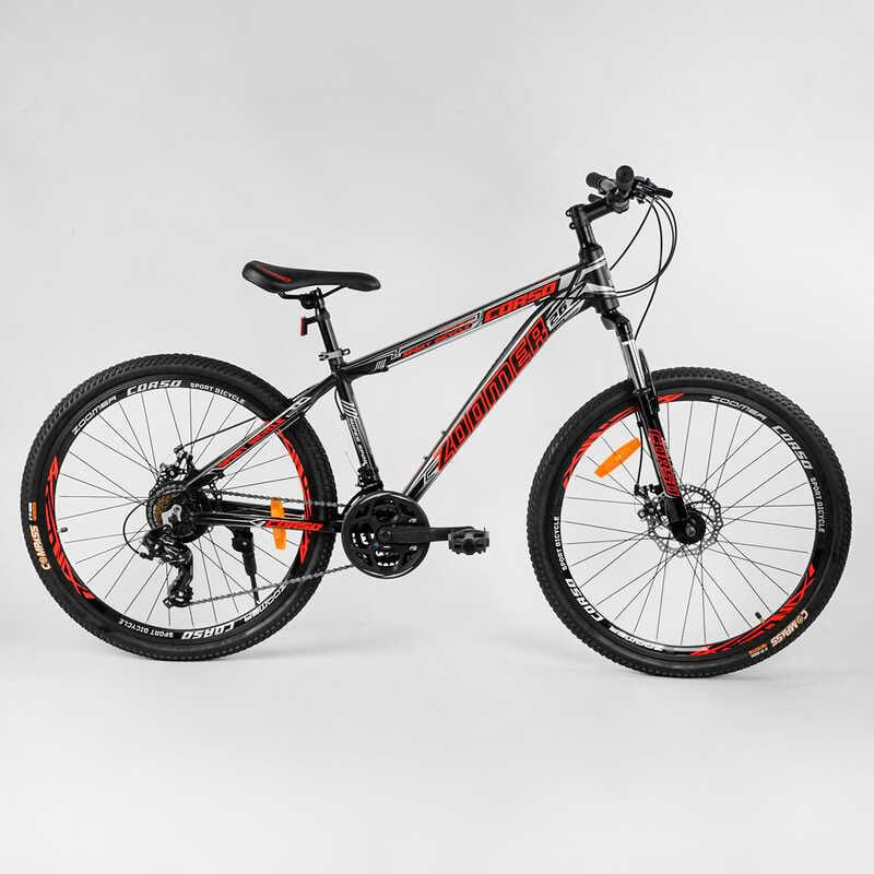 Велосипед спортивний CORSO Zoomer 26" дюймів 37027 з алюмінієвою рамою 15", обладнання Shimano, 21 швидкість