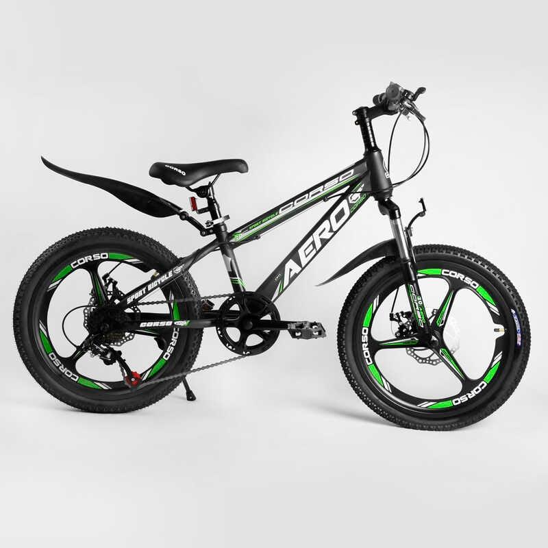 Дитячий спортивний велосипед 20'' CORSO «AERO» 60573 зі сталевою рамою та литим диском, 7 швидкостей
