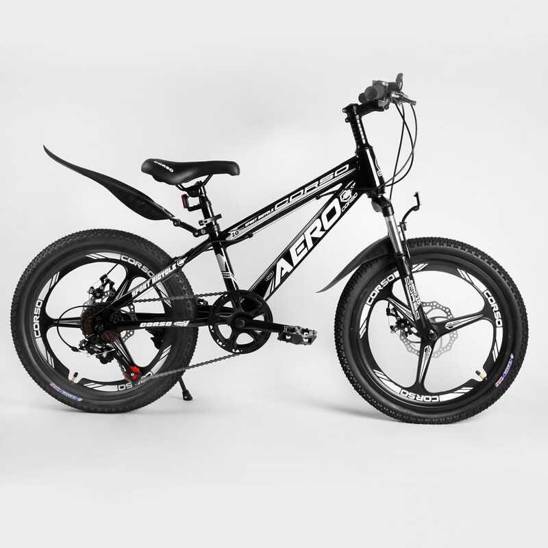 Спортивний дитячий велосипед 20'' CORSO «AERO» 54032 зі сталевою рамою та литим диском, 7 швидкостей