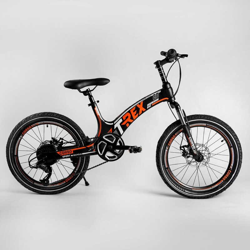Дитячий спортивний велосипед 20'' CORSO T-REX 70432 з магнієвою рамою, обладнання MicroShift, 7 швидкостей