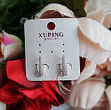 Сережки медичний сплав Xuping з білими фіанітами, фото 2